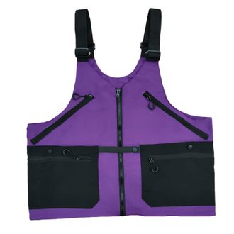 Generic Outdoor 2-in-1 Multifunctional Vest Bag, Men Women Utility Work Vest Backpack Multiple Pockets Lightweight Crossbody Travel Bag (Dark Purple,Weighing 