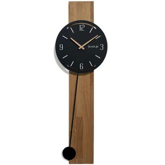 OEM Reloj De Pared De Madera Con P&eacute;ndulo, Color Negro Natural
