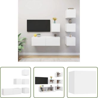 vidaXL vidaXL Armadio TV sospeso - Set Mobili Porta TV 5 pz Bianco in Legno Multistrato