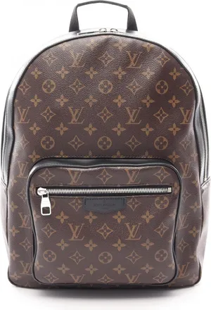 Louis Vuitton Black Brown Coated Canvas Leather Backpack Handbag (Pre-Owned)