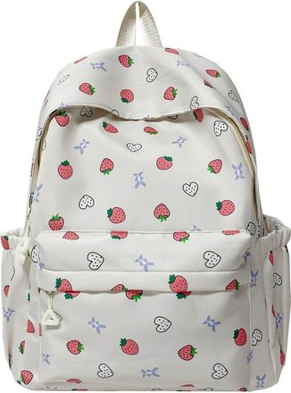Generic Womens Backpack, Large-Capacity Casual Bag, Travel Bag with Side Pockets, Perfect for Storing Water Bottles and Umbrellas (White,30 x 14 x 40 cm / 11.