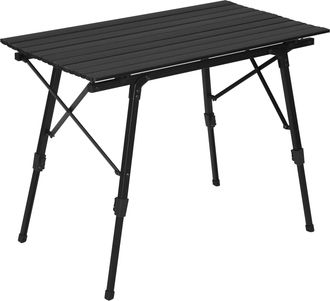Woltu Woltu - Mesa De Camping Mesa Plegable Mesa De Jard&iacute;n Mesa De Trabajo Mesa De Balc&oacute;n Aluminio Con Bolsa Altura Ajustable 90x52x (45-72) Cm Negro