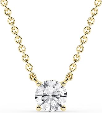 Grown Brilliance 1/2 Carat Round Lab Grown Diamond Necklace in 10K Yellow Gold, 18 Cable Chain, Lobster Clasp, G Color, SI Clarity