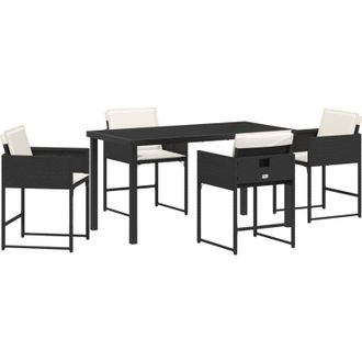 vidaXL Conjunto De Comedor De Jard&iacute;n Con Coj&iacute;n 5 Pcs Negro Polirat&aacute;n Vidaxl