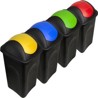 Deuba Stefanplast Set de 4 cubos de basura tapas giratorias 60L contenedor y reciclaje separación de basura para cocina