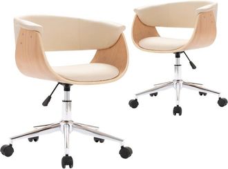 vidaXL Sillas De Comedor Giratorias 2 Uds Cuero Sint&eacute;tico Color Crema Vidaxl