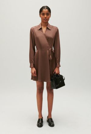 Claudie Pierlot Robe courte fluide Rixie marron glac&eacute;