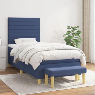 vidaXL Vidaxl - Cama Box Spring Con Colch&oacute;n Tela Azul 80x200 Cm