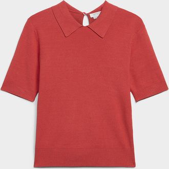 Contemporaine Womens Sleek fine-knit Polo Shirt