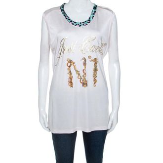 Just Cavalli Pale Pink Logo Print Jersey Oversized Sleeveless Top