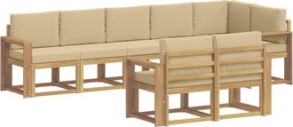 vidaXL Conjunto De Sof&aacute;s De Exterior 8 Uds. Y Beige Poli&eacute;ster Vidaxl