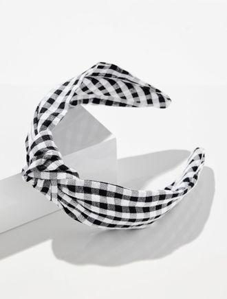 Talbots Gingham Headband - Black - 001 Talbots