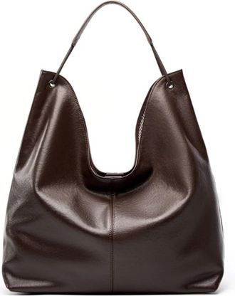 Generic Leather Large Hobo Shoulder Bags For Women, Shopping Tote Big Work Ladies Handbags(Coffee)
