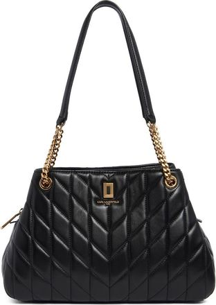 Karl Lagerfeld Lafayette Satchel Shoulder Bag in Black/Gold at Nordstrom Rack