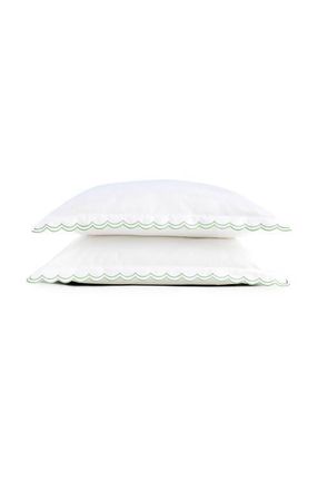 Christy Scallop Edge Luxury Cotton Sateen Oxford Style Pillow Sham Pairs in Matcha at Nordstrom, Size Standard
