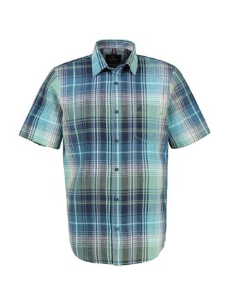 Lerros Karohemd LERROS, Damen, Gr. XXL, N-Gr, blau (coastal blau), Web, Obermaterial: 71% Baumwolle, 29% Leinen, kariert, regular fit taillenbedeckt, Hemden 