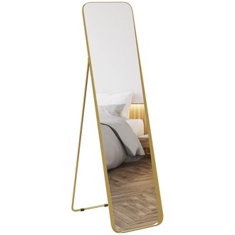HOMCOM Rectangular Full Length Mirror for Bedroom - 40 x 160 cm - Gold Tone | TJ Hughes