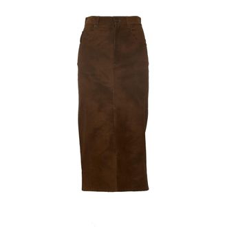 Isabel Marant Bisane Faux Suede Five-Pocket Midi Skirt