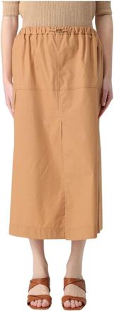 Twinset Midi Rok met Split - Dames - Midirokken - Bruin - M - Rokken