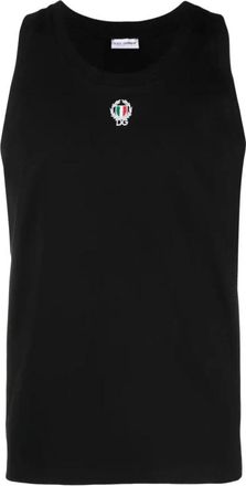 Dolce & Gabbana Mouwloze herentop met DG-patch - Heren - Tops zonder mouwen - Zwart - XL - Katoen - Tops