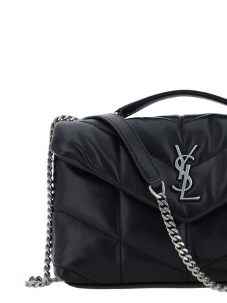 Saint Laurent Womens Mini Quilted Chevron Shoulder Bag Black Lambskin