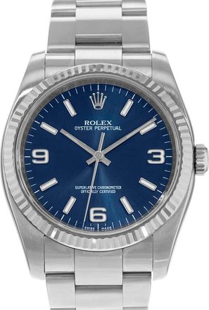 Rolex Pre-owned Rolex Oyster Perpetual 36 Automatic Chronometer Blue Dial Mens Watch 116034 BLSO