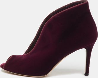 Gianvito Rossi Burgundy Velvet Vamp Platform Booties