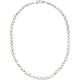 Dower & Hall Mens White Freshwater Pearl Necklace in Sterling Silver at Nordstrom, Size 20