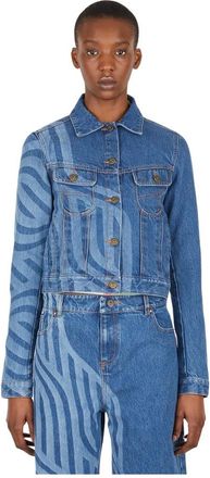 Ahluwalia Studio Denim Jack met Laser Motief - Dames - Spijkerjassen - Blauw - 2XS - Denim - Jassen