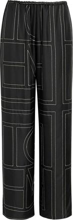 Toteme Logo-embroidered Silk-satin Trousers - Black - 32 (UK4 / Xxs)