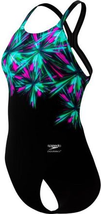 Speedo Placement Printed Powerback Badeanzug f&uuml;r Damen | schwarz