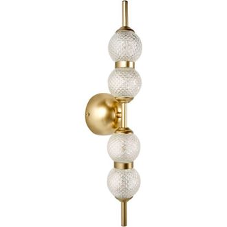 Beliani L&aacute;mpara De Pared Led Pantalla De Vidrio Base De Metal Estilo Glamuroso Luz Ambiental Dorado Aras