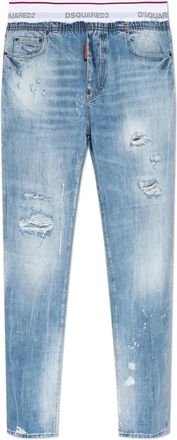 Dsquared2 Straight Jeans, male, Blue, Size: 2XL Vintage-effect Jeans