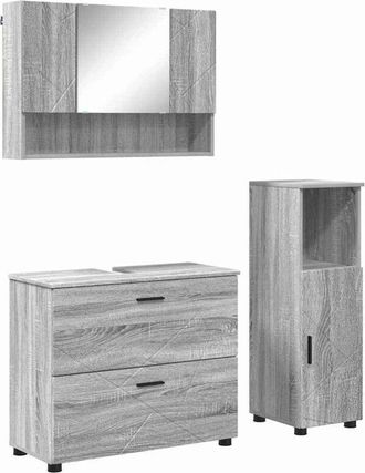 vidaXL Juego De Muebles De Ba&ntilde;o Con Caj&oacute;n Con Puerta 3 Pcs Gris Sonoma Vidaxl