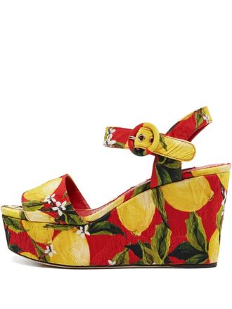 Dolce & Gabbana 95mm Lemon Plateau sandals - women - Leather/Leather/Fabric - 35 - Red