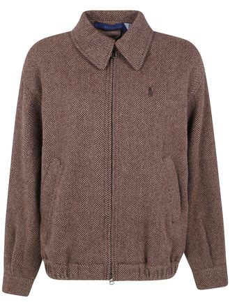 Ralph Lauren Windbreaker With Herringbone Fabric Woven Bomber Co