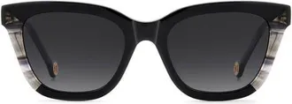 Carolina Herrera 52mm Cat Eye Sunglasses in Black/Dark Grey at Nordstrom