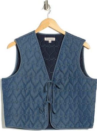 Nanette Lepore Heart Quilted Denim Vest in Medium Wash/Heart at Nordstrom Rack, Size X-Large