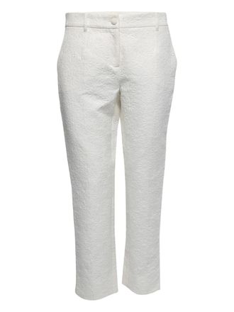 Dolce & Gabbana Pantaloni a fiori jacquard - Bianco