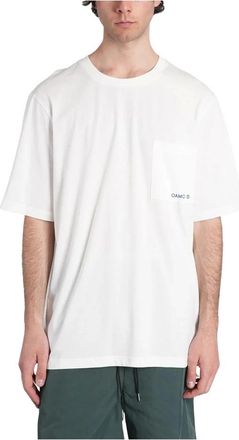 OAMC Oamc, Tops, Heren, Wit, XL, Katoen, Pocket Tee Stencil Print
