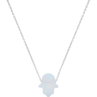 Queen Jewels Opal Hamsa Pendant Necklace in Opal/silver at Nordstrom Rack