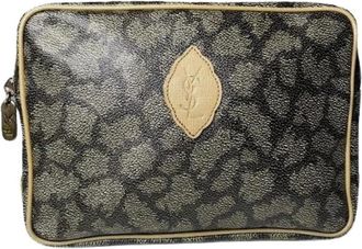 Saint Laurent Pre-owned leren clutch - Dames - Vintage Clutch - Zwart - ONE Size - Leer - Vintage
