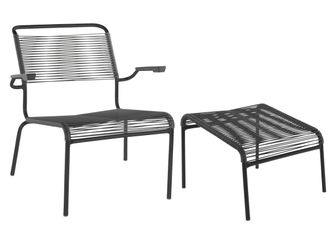 Schubiger M&ouml;bel Spaghetti-Lounger + Hocker S&auml;ntis mit Armlehnen