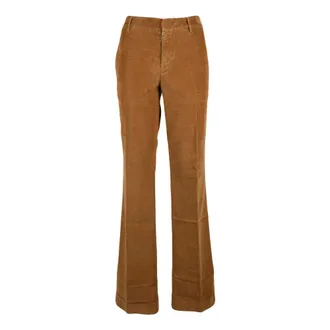 Dondup Broeken, Dames, Bruin, S, Katoen, Corduroy Wijde Broek