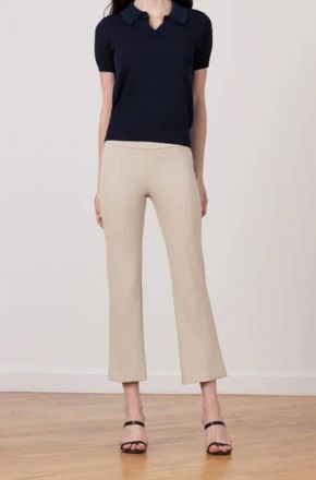 Avenue Montaigne Needle Line Cropped Flare Cut Pant In Cafe Latte