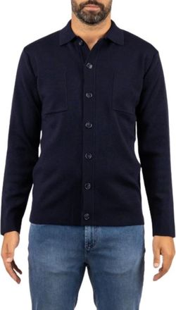Daniele Fiesoli Wool Shirt - Heren - Vesten - Blauw - M - Wol - Truien & Vesten