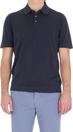 Drumohr Blue Ice Cotton Frosted Polo Shirt