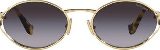 Miu Miu 54mm Gradient Oval Sunglasses in Pale Gold at Nordstrom
