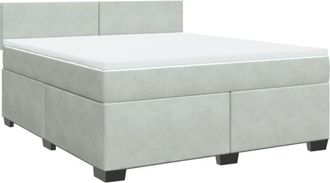 vidaXL Vidaxl - Cama Box Spring Con Colch&oacute;n Terciopelo Gris Claro 180x200 Cm