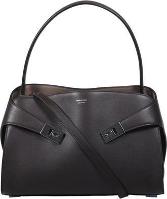 Ferragamo Tassen, Dames, Zwart, ONE Size, Leer, Hug Soft Bicolor Bag